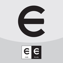 E Letter Logo. Black Color. - Vector