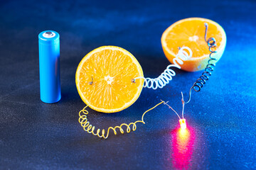 Free energy electricity generator using oranges.
