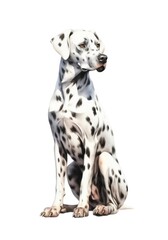 Watercolor illustration of a Dalmatian dog isolated on white background. Generative AI.