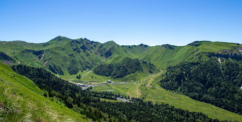 Aerial view of Le Mont-Dore ski resort in summer