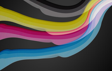 colorful wavy lines on black background. Abstract background