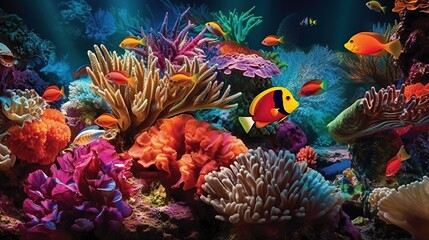 Naklejka na ściany i meble Vibrant Underwater Coral Wonderland 