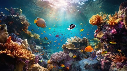 Naklejka na ściany i meble Underwater Coral Sea Life