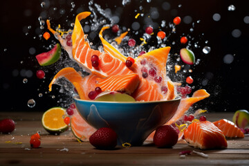 Fototapeta na wymiar bowl of fruit and vegetables