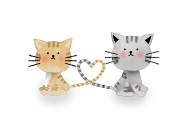 仲良しの猫のイラスト