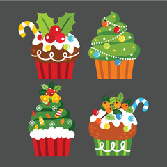 set of christmas cupcakes
