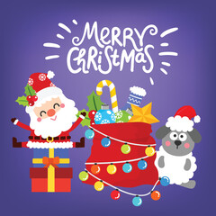 Cute Cartoon Christmas Concept.