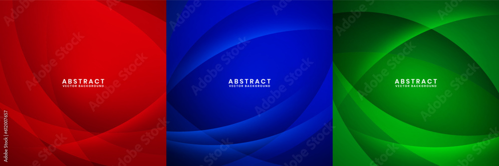 Poster colorful 3d modern abstract background set. overlap layer on dark space with waves effect decoration