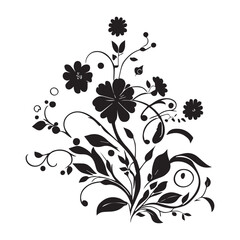 Silhouette of flower on a white background, Floral Flower, Flower vector illustration