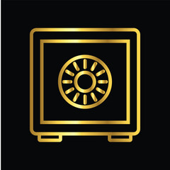 gold safe box, icon, vector, illustration, design, template, flat, style