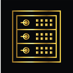 gold safe box, icon, vector, illustration, design, template, flat, style