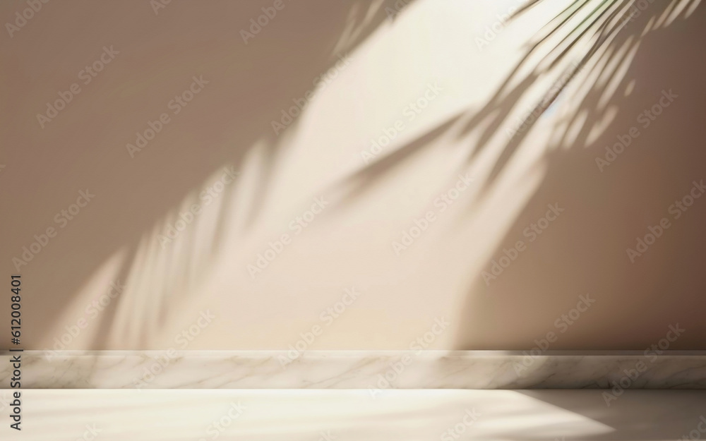 Poster minimalistic abstract gentle light beige background for product presentation with light andand intri