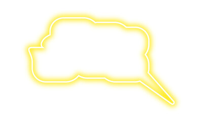 Yellow speech bubble png. Neon chat bubble on transparent background.