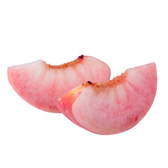 Ripe juicy peaches fruit isolated on a transparent background
