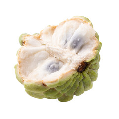 custard apple fruit isolated on a transparent background.