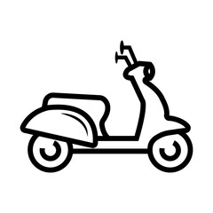 Scooter line icon, scooter motorbike or motorcycle vector line icon, outline vector sign, linear style pictogram isolated on white. Delivery symbol, logo illustration. Editable stroke. Retro scooter