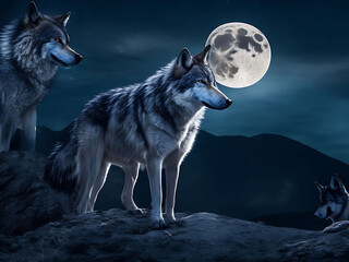 Fox gang front of moon