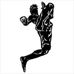 Fototapeta premium vector illustration of silhouette muaythai fighter