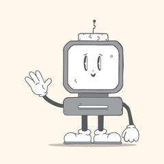 RETRO TECH CHARACTER MASCOT HAND DRAWING STYLE