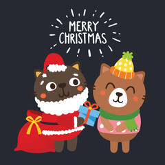 Cute Cartoon Christmas Concept.