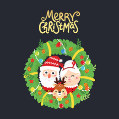 Cute Cartoon Christmas Concept.