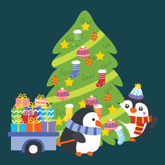 Cute Cartoon Christmas Concept.