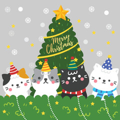 Cute Cartoon Christmas Concept.