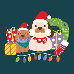 Cute Christmas cartoon illustration featuring festive characters and holiday elements.