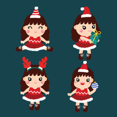 Cute Christmas cartoon illustration featuring festive characters and holiday elements.