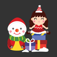 Cute Christmas cartoon illustration featuring festive characters and holiday elements.