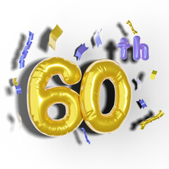 60th anniversary with 3d golden balloon bunches