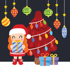 Cute Cartoon Christmas Concept.