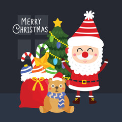 Cute Cartoon Christmas Concept.