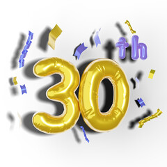 30th anniversary with 3d golden balloon bunches