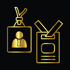gold name tag, icon, vector, illustration, design, template, flat, style