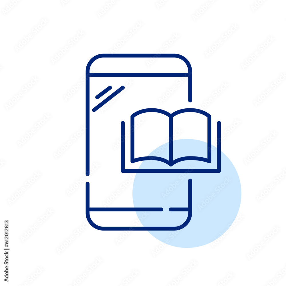 Poster e-library mobile app. digital books reading source. studying and hobby. pixel perfect, editable stro