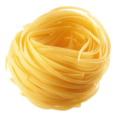 raw Tagliatelle, Tagliolini, Fettuccine, uncooked Italian Pasta, isolated on white background, full...