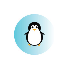 Penguin logo with circle border on black and white. clip art vector