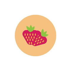 strawbery fruit simple icon, three berries, vector illustration
