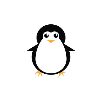 Penguin logo with circle border on black and white. clip art vector