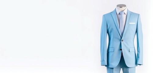 Light blue wedding suit banner. Generate Ai