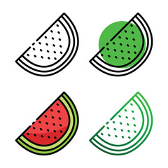 Watermelon fruit icon design in four variation color