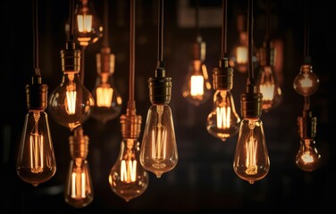 Decorative light bulbs loft. Generate Ai - obrazy, fototapety, plakaty