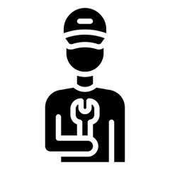 technician avatar glyph vector icon