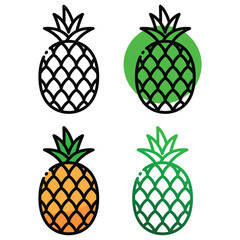 Pineapple icon design in four variation color