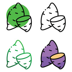 Sweet potato icon design in four variation color