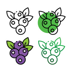 Blue berry icon design in four variation color