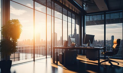 Office background modern amazing view at morning