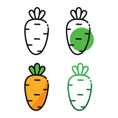 Fototapeta na wymiar Carrot icon design in four variation color