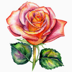 Illustration of red rose watercolor painting design